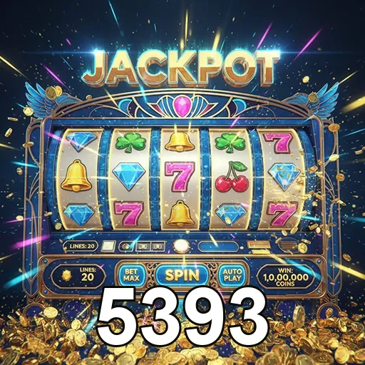 Imagem do jogo de caça-níqueis no site 5393, destaque para as opções de slots e símbolos coloridos.